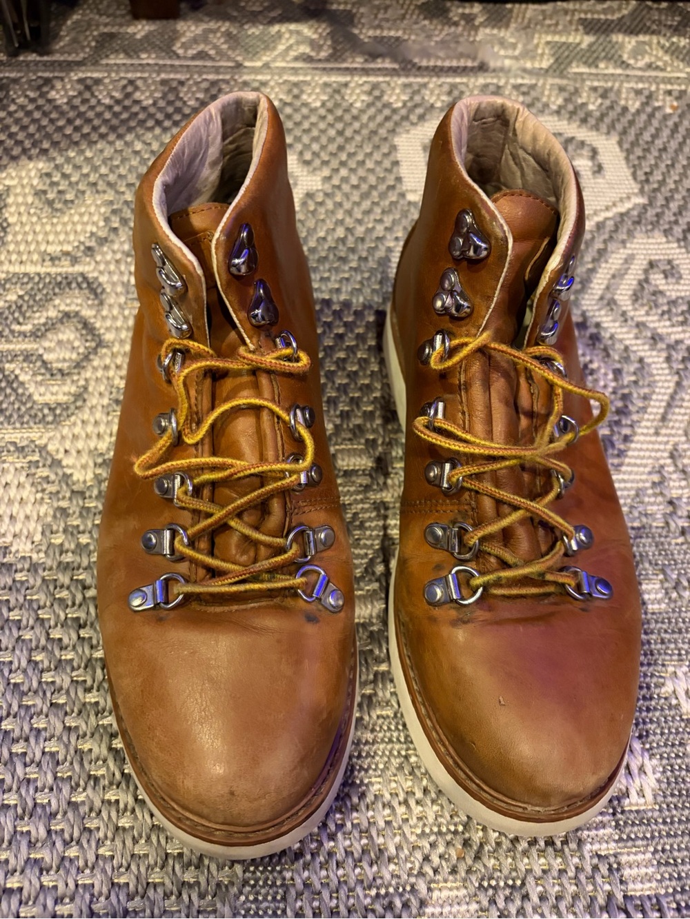 Men's Brown Leather Lace-Up Hiking Boots